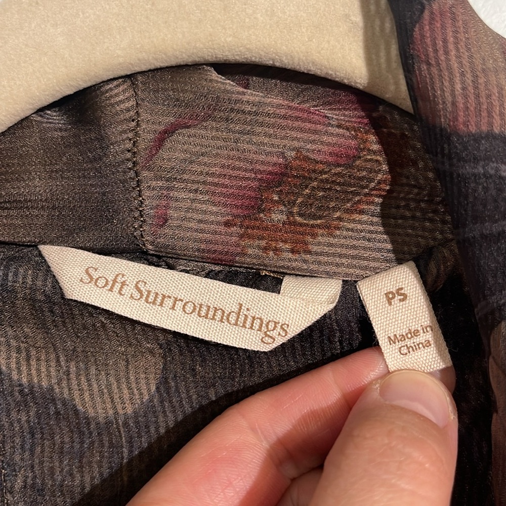 Soft Surroundings Tea Gardens Floral Print Chiffon Layered Cardigan Small Petite - Picture 3 of 11
